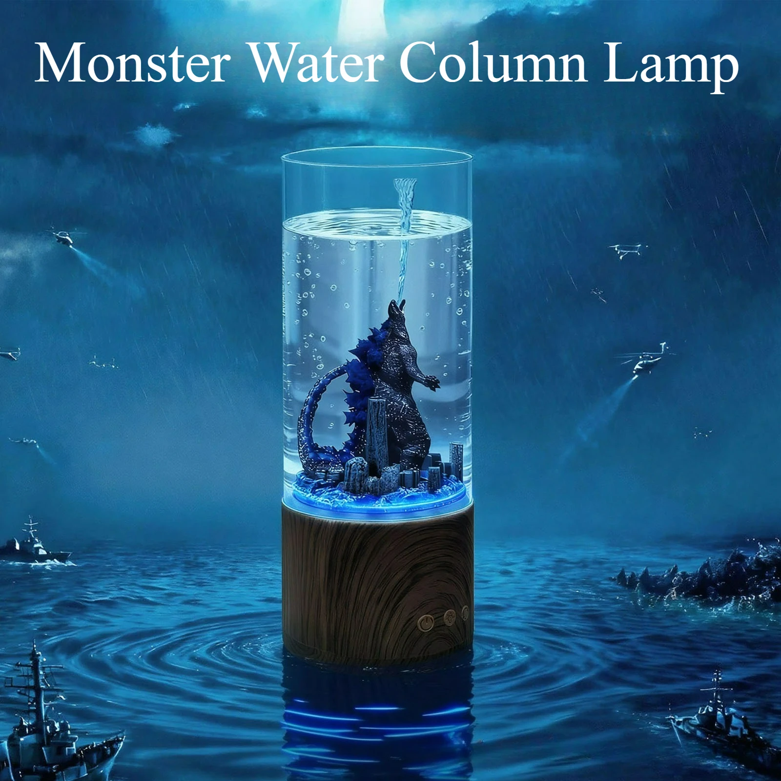 Monster Water Column Light with Remote Control Rotating Color Atmosphere Decor Light Halloween Souvenir Night Light