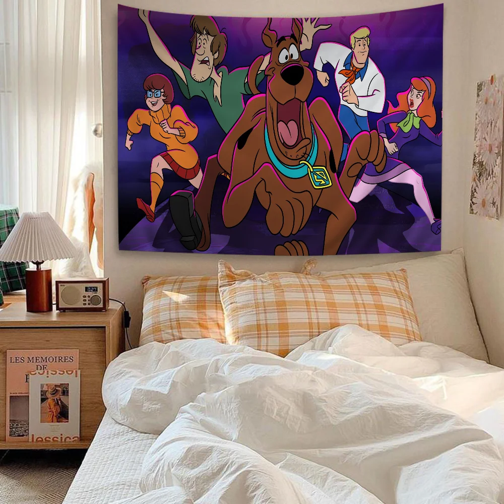 S-Scooby Cartoon Doo DIY Wall Tapestry Hippie Flower Wall Carpets Dorm Decor Wall Art Decor