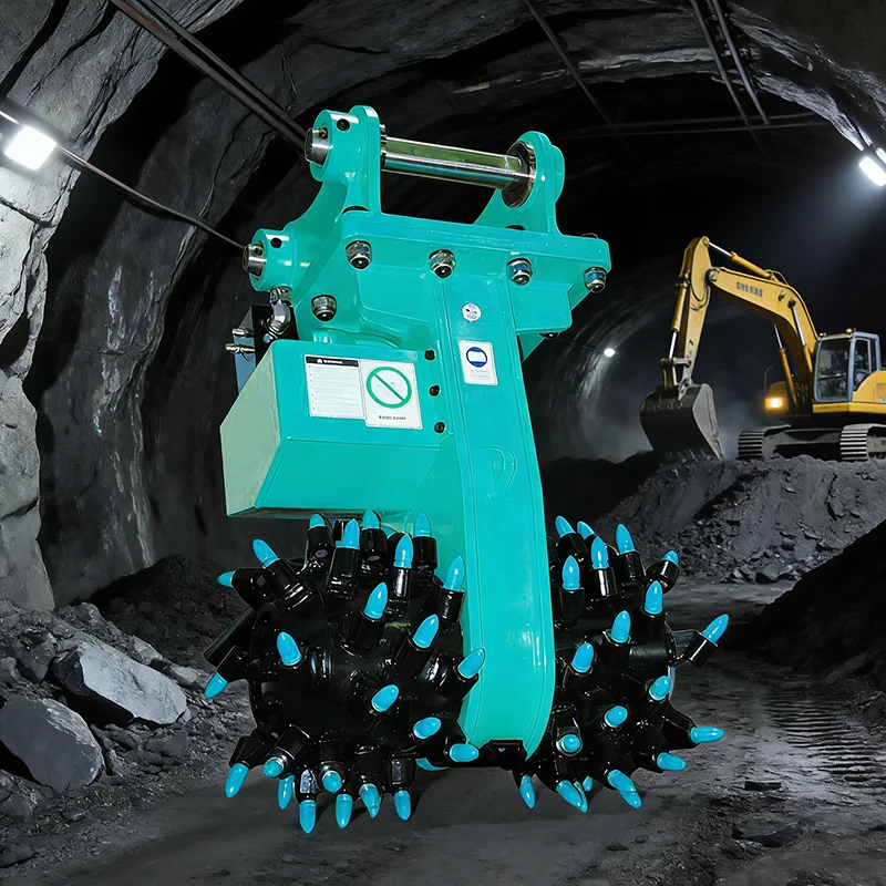 Customized Mounted Hydraulic Drum Cutter Rock Milling Machine Attachment For Construction Tunneling Quarrying And Ditching Work