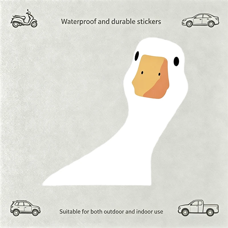 Cartoon Funny White Goose Car Sticker Waterproof Durable Auto Decal