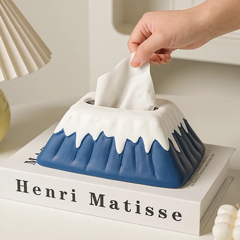 Snow Mountain Ceramic Tissue Box Living Room High Quality Paper Drawing Box Bedroom Design Dining Table Artistic Ornament