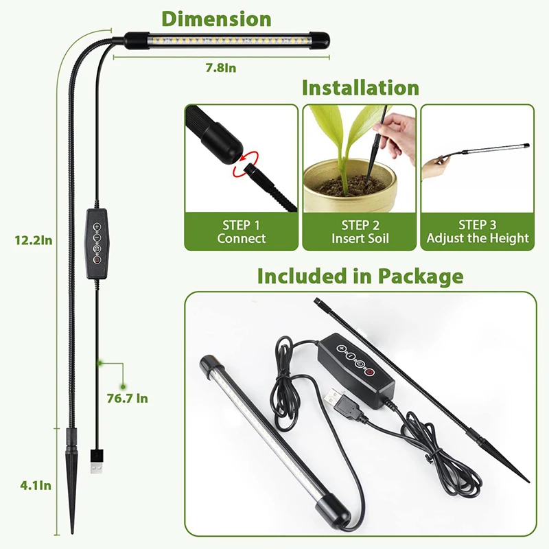 LED USB 5V Grow Lamp Full Spectrum Plant Lights Insertion Type Growth Light Home Indoor Flower Seedling Phyto Lamp