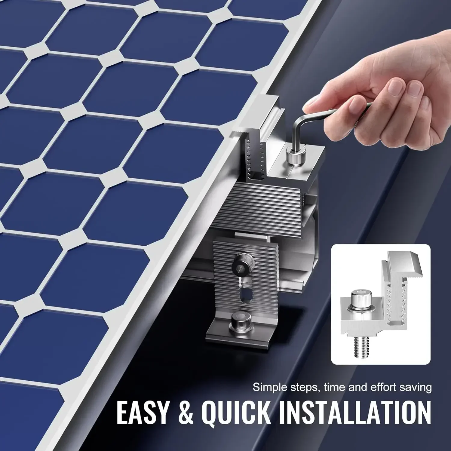 

[XMSJ]Solar Panel Z Mounting Brackets, 35-50mm Adjustable Solar Panel End Clamps