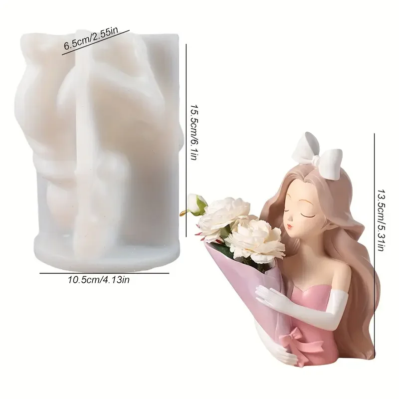1 قطعة القوس فتاة اناء للزهور قالب من السيليكون DIY بها بنفسك سيدة صورة عقد الزهور الراتنج ديكور المنزل قالب الجص اليدوية قابلة لإعادة الاستخدام