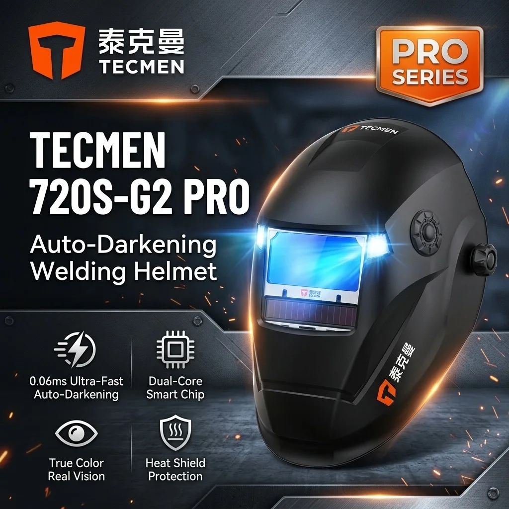 TECMEN 720S-G2 PRO Auto Darkening Welding Helmet True Color Dual-Core 0.06ms Fast Speed Welder Mask Hood for TIG MIG MMA