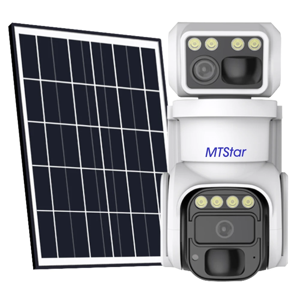 MTStar 4G WIFI Solar 8MP Outdoor PTZ Dual  Camera CCTV 360° Monitoring Auto Tracking Colorful Night Vision Cloud Storage iCAM365