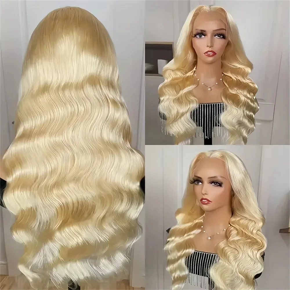 Wig Body Wave 200% Density 613 Hd Lace Frontal Wig 13x6 Rambut Manusia Pirang Wig Rambut Brasil dengan Knot yang Diputihkan