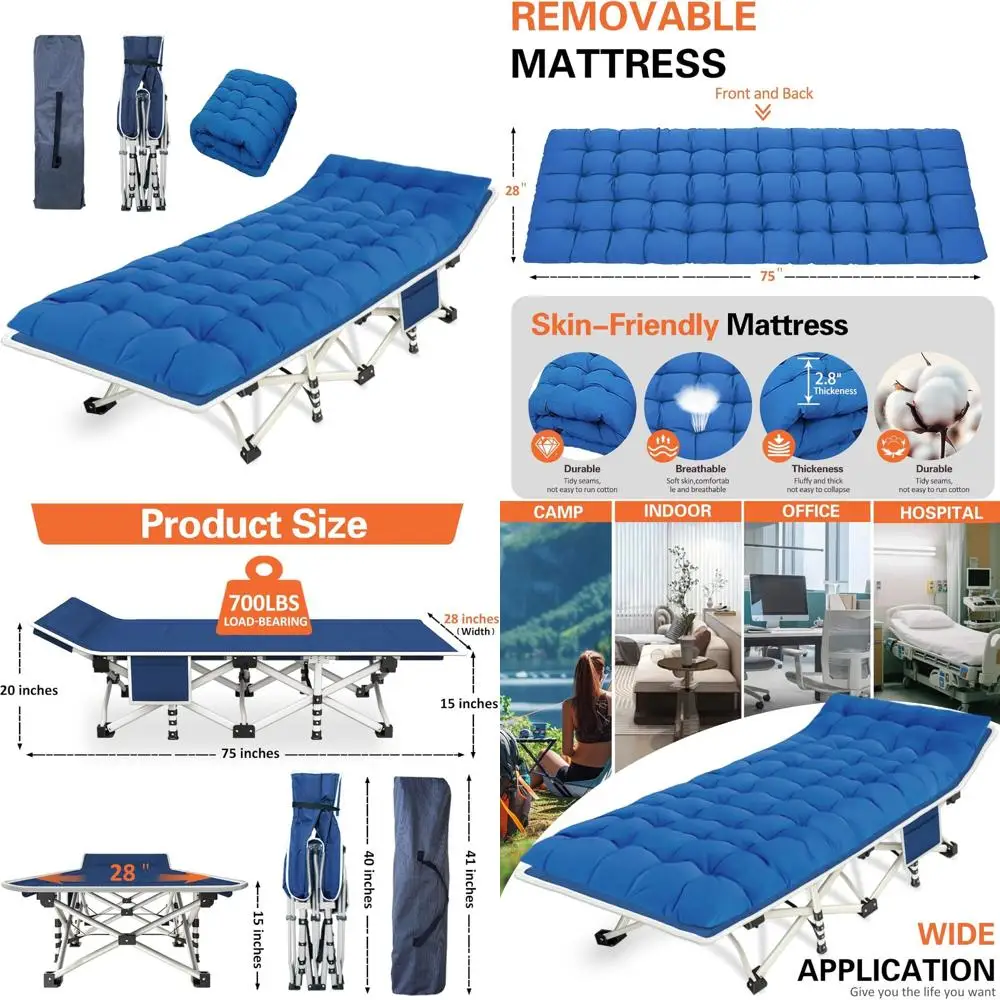 

Heavy-Duty Folding Camping Cot with Comfortable Mattress and Carry Bag for Outdoor Adventures