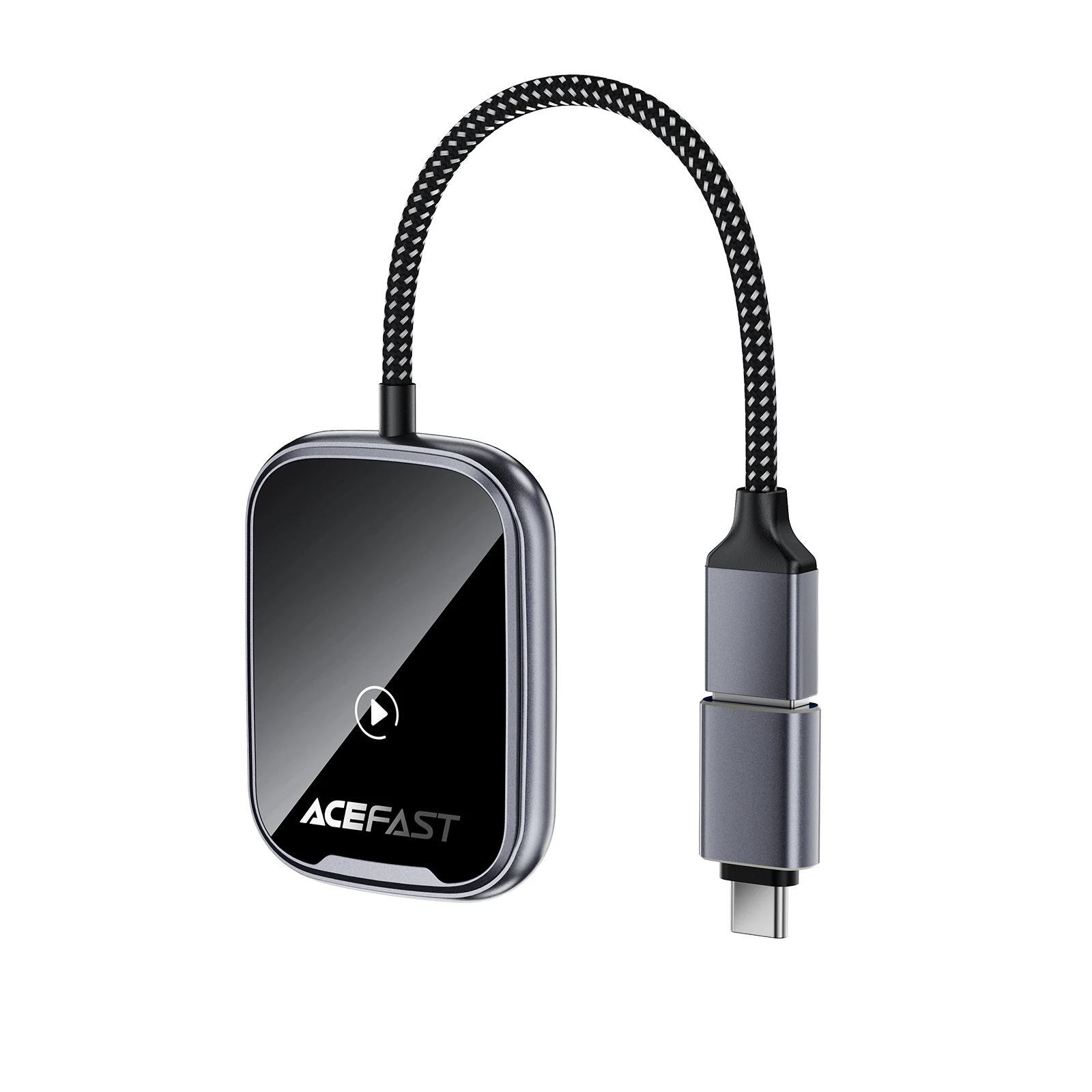 ACEFAST USB C/USB A Bedraad naar draadloze CarPlay-adapter Auto Connect voor Apple/Android Audio Auto Connect Auto Intelligente systemen