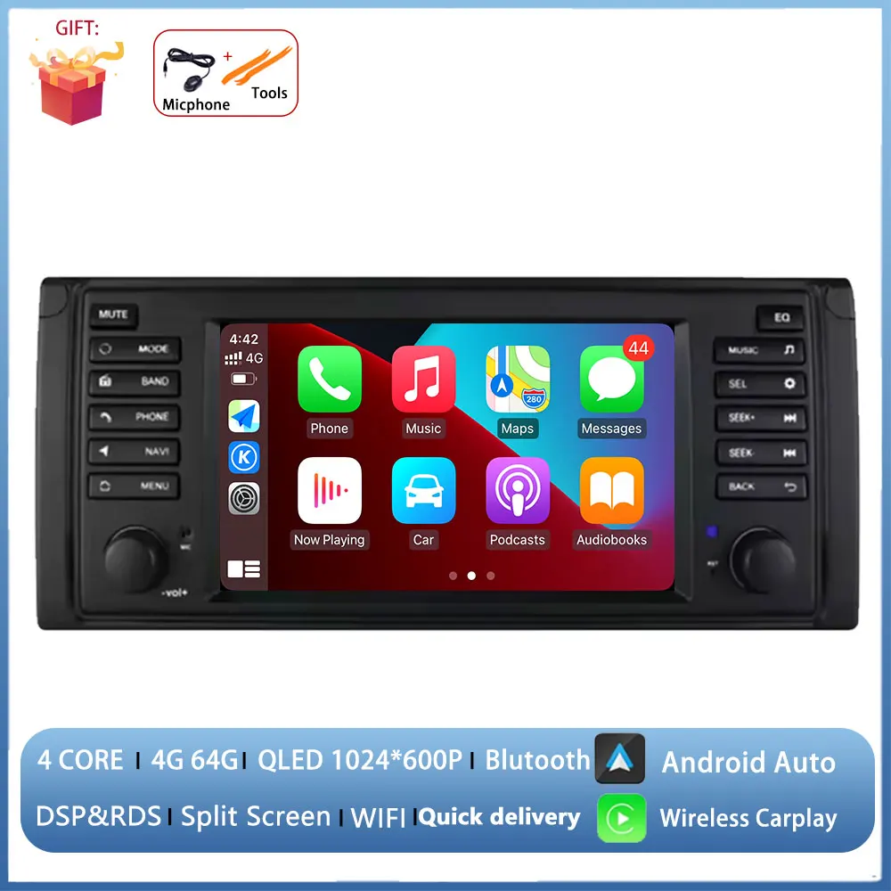 7 inch Android autoradio voor BMW 5 serie E39 1996 1997 1998-2003 multimediaspeler GPS navigatie head unit CarPlay DSP