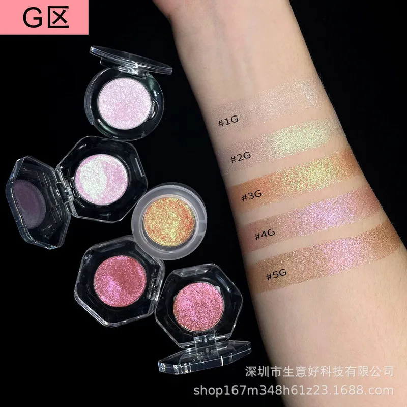 Tavolozza di ombretti camaleonte ottico con diamante scintillante Texture metallica lucida