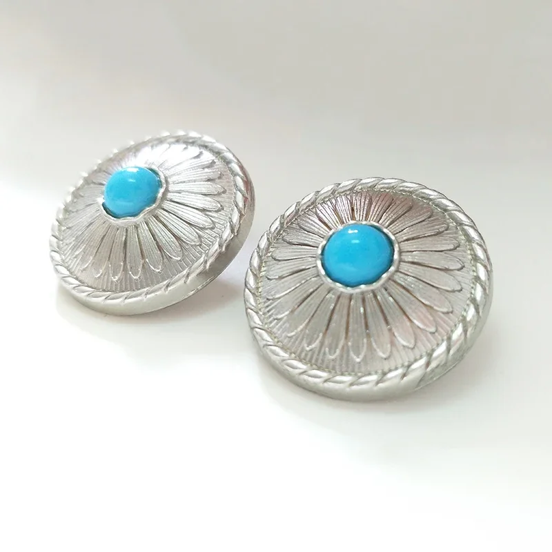 New 3pieces 30mm Retro Zinc Alloy Round  Clothes Decorative Flowers Overcoat Buttons Pendant DIY Hair Jewelry Accessories