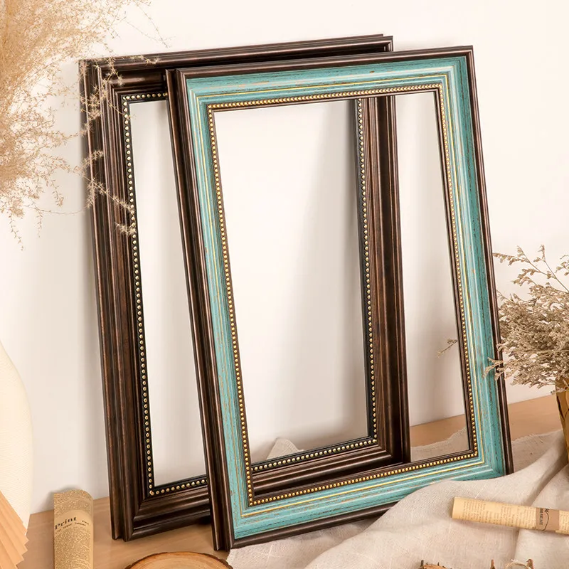 American Farmhouse Wood Picture Frame Beaded Edge Distressed Finish Multi-Color Optional Empty Frame Set Wall Art Gallery Decor