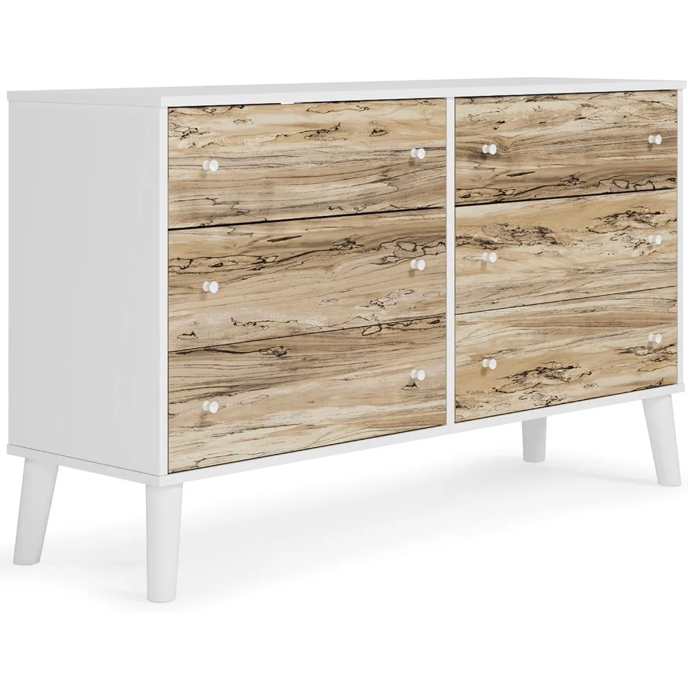 n by Ashley Piperton 6 Drawer Dresser, White & Light Brown