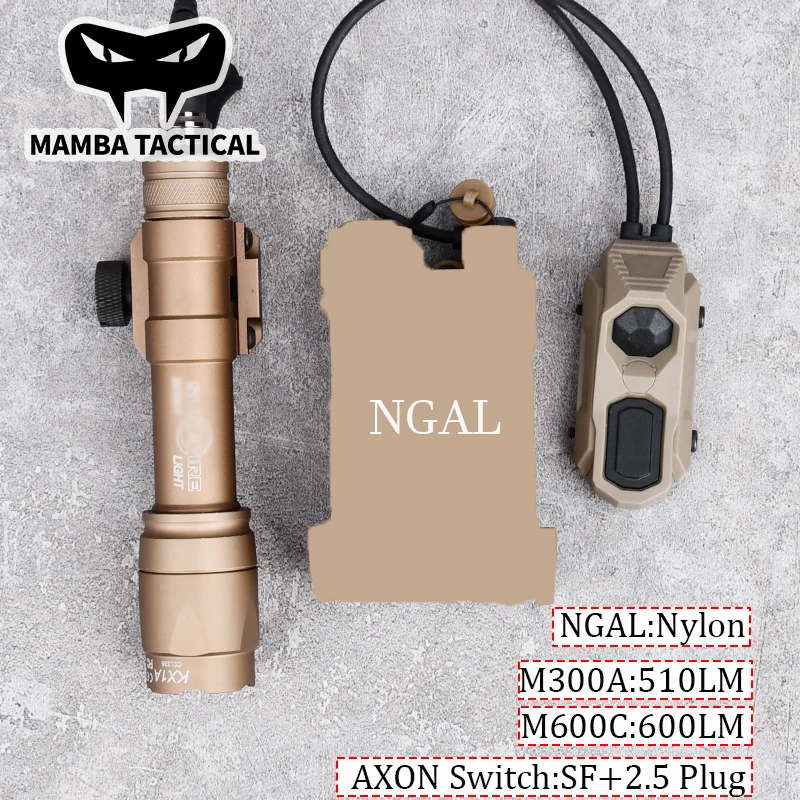 

WADSN NGAL L3 Battery Box Nylon NGAL M300A Metal LED Flashlight M600C Scout Light 600LM illumination SF&2.5MM Dual Remote Switch