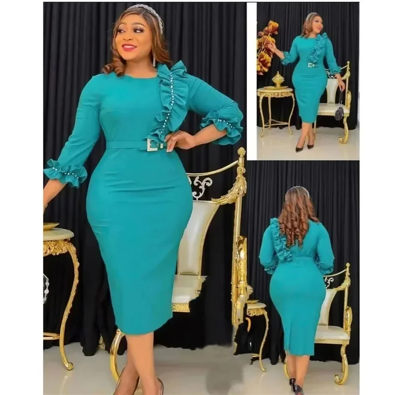 

Plus Size African Party Dresses for 2025 Women Dashiki Ankara Lady Evening Gowns Elegant Turkey Bodycon Office Muslim Maxi Dress