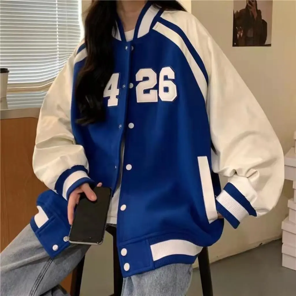 

Women's American Baseball Suit Loose Jacket Oversize Korean Style Spring Autumn Trendy Top