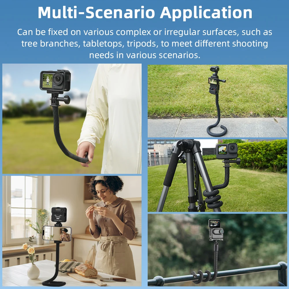 حامل Flymile المرن لملحقات DJI OSMO NANO عصا سيلفي معقوفة قابلة للتعديل مع قاعدة تحرير سريعة للتصوير الفوتوغرافي