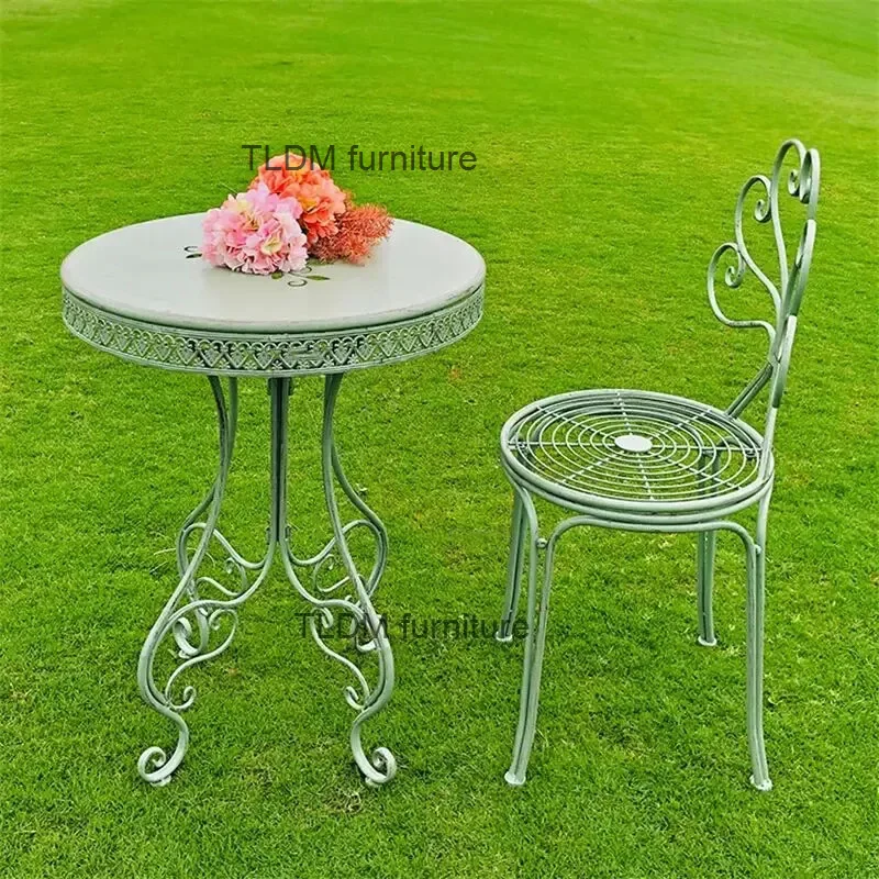 Nordic Iron Table and Chairs Set Outdoor Courtyard Lounge Chair Household Balcony Garden Coffee Table Garden Furniture set Z