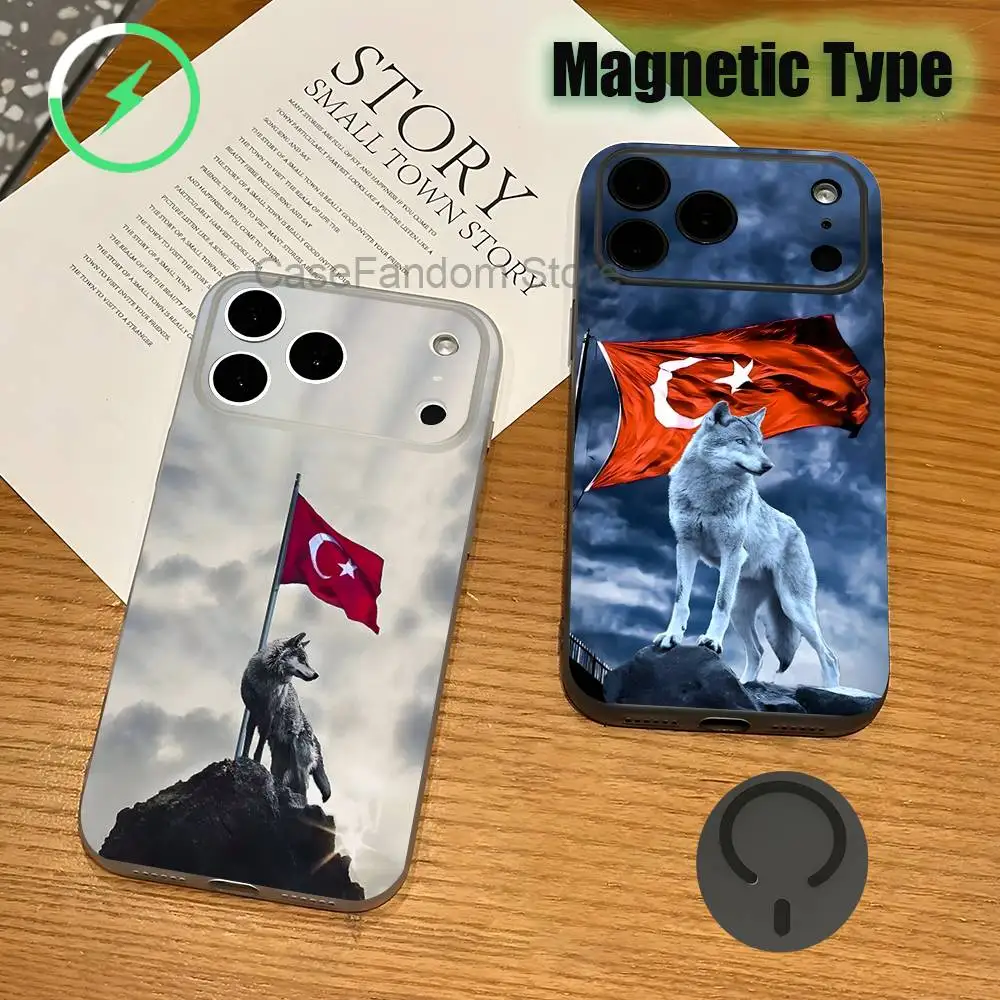 

Turk Wolf Turkey Flag Transparent gray Phone Case For iPhone 17,16,15,14,13,12,11,Pro,Max,Plus Magnetic Wireless Charging
