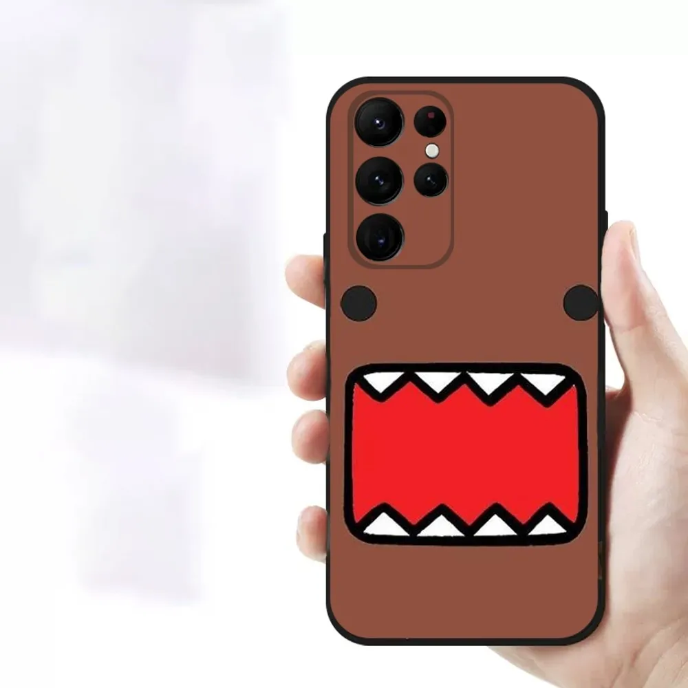 Cute Domo-kun  Phone Case For Samsung S23,23,22,30,21,10,9,Note20 Ultra,Lite,Ultra,5G,Plus,FE,Black Soft Case