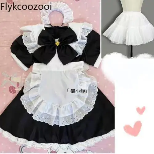 Vestido de sirvienta blanco y negro Lolita lindo Vestido con lazo grande Cosplay delantal de Anime Милая Руislav Л®лита Vestido de moda Gotic Lolita