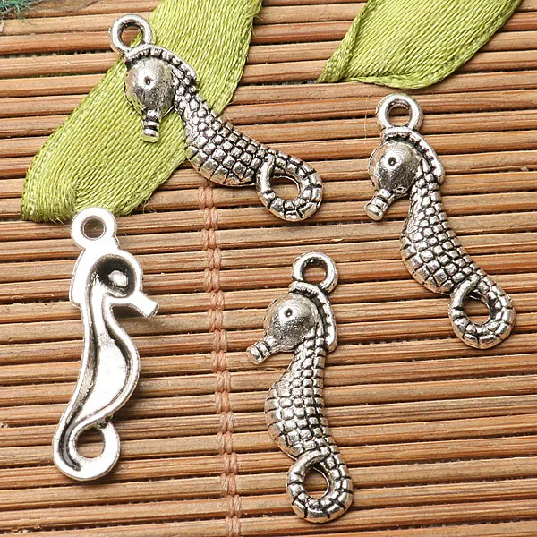 30pcs 22*7.8mm hole 1.6mm dark silver color sea-horse design charms  EF2754