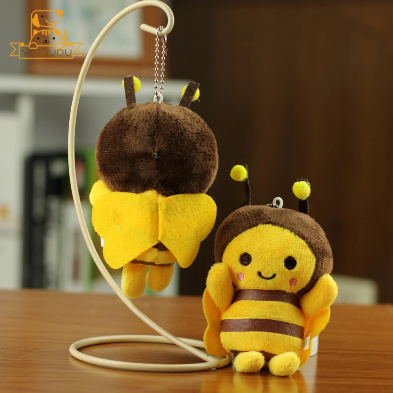النحل أفخم المفاتيح الكرتون محشوة ألعاب حيوانات مع سبيكة سلسلة حقيبة سحر لطيف صغير نحل العسل كيرينغ الديكور الاطفال الكبار هدية