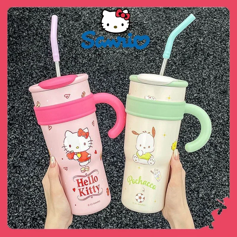 

Sanrios Hellokitty Anime Kawaii Ice Cream Cup 316 Stainless Steel Girls Cartoon Straw Insulation Cup Birthday And Christmas Gift