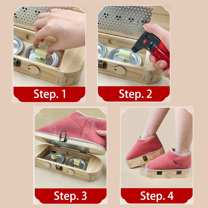 Moxibustion Foot Thermal Burner Soothing Aching Feet Relieving Soreness Improving Sleep Health Care Moxa Shoes