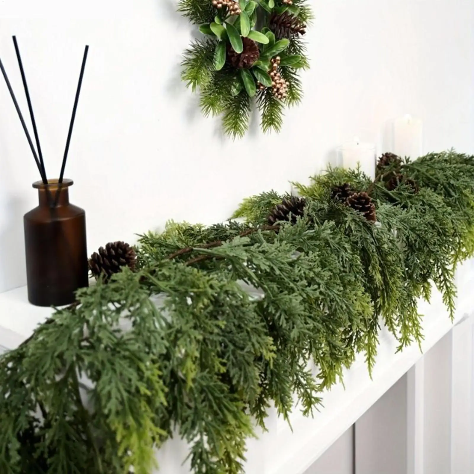 150/180/270 cm Künstliche Pflanzen Weihnachten Girlande DIY Kranz Weihnachten Navidad Hause Dekoration Kiefer Rattan Hängen ornament – Detail 3