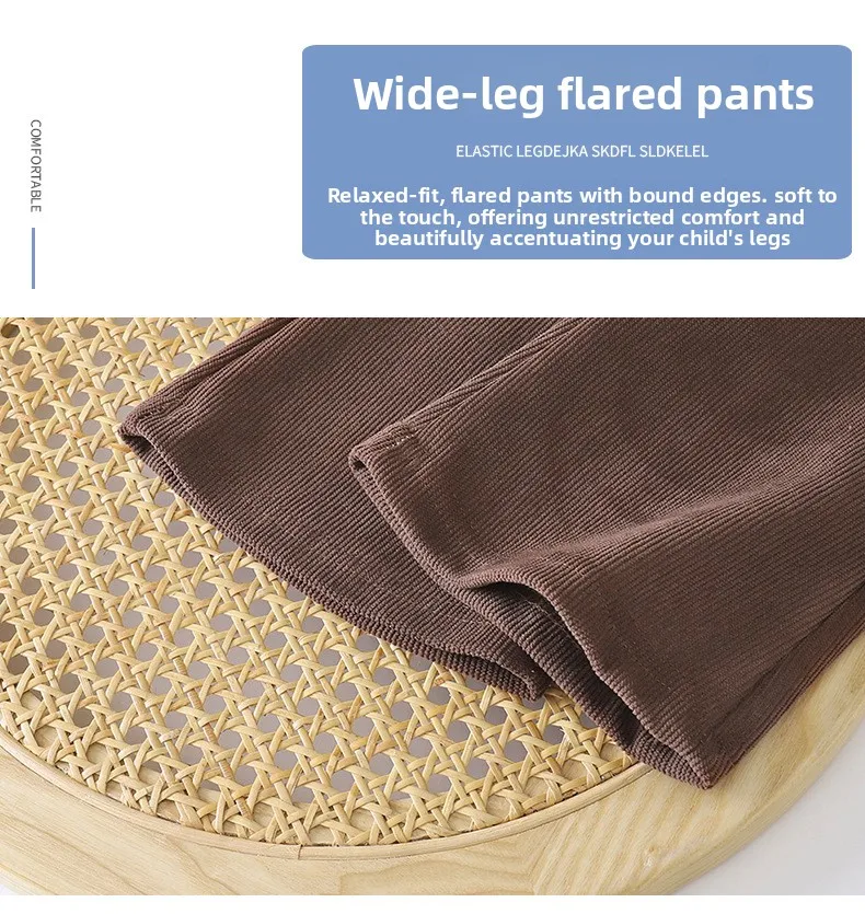 Frühling Herbst Winter Neue Mädchen-Hose mit Fake-Two-Piece-Effekt Schmal Geschnittene Hochtaillierte Rockhose für Kinder Leicht Ausgestellte Hose – Detail 6