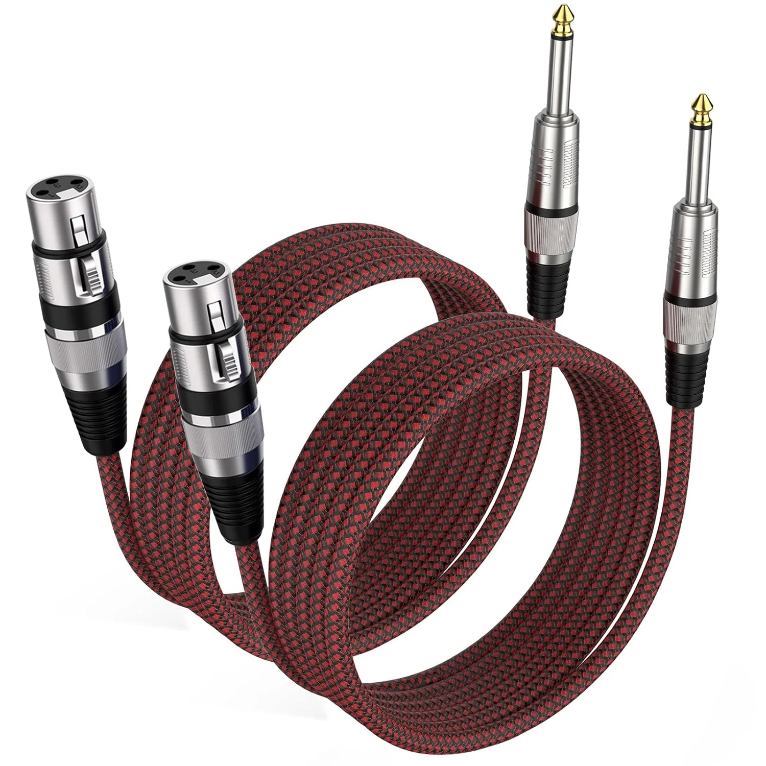 

2 Pack 6.35mm TS To XLR Female Mono Microphone Cable Unbalanced 3 Pin XLR Female To 6.35 TS Mic Cord for Dynamic Microphone