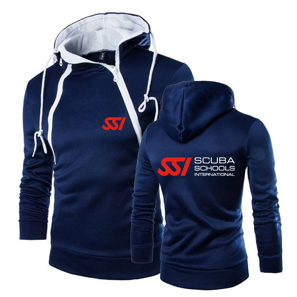 Scuba Diving Dive SSI Printed Hoodie Mens Comfortable 2023 Spring Autumn Pure Cotton Solid Color Double Zip Popular Casual Tops