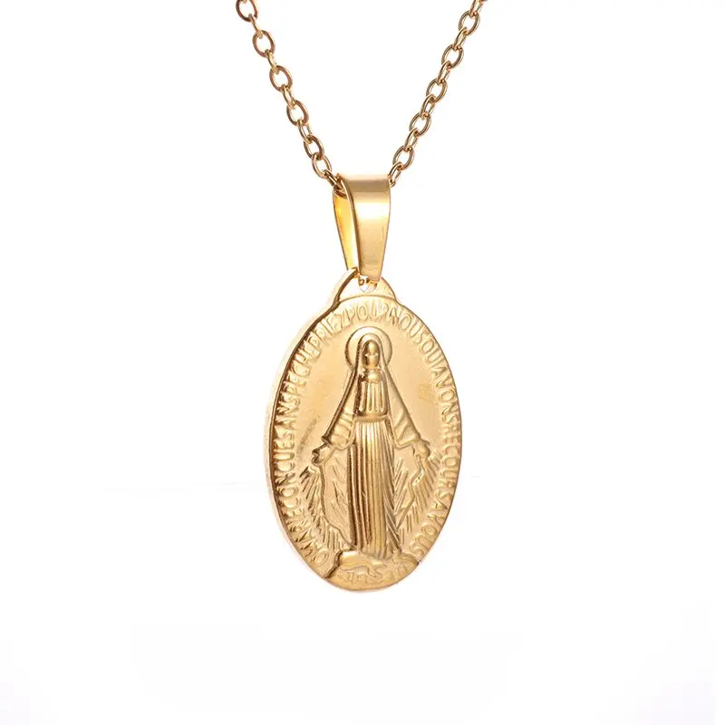 Medal naszej panny z Guadalupe wisiorek ze stali nierdzewnej naszyjnik z maryją panny biżuteria modlitewna dla kobiet katolicki prezent — zdjęcie 5
