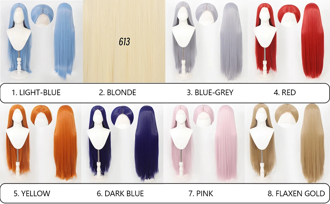 Lange gerade Perücke, 100 cm/40 Zoll, Spitzenperücke, weiße synthetische Perücke, blonde Perücke für Frauen, lange Cosplay-Perücke, rosa Perücke, lange schwarze Perücke – Detail 2