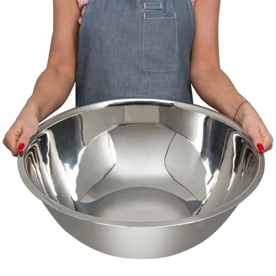 

Large Mixing Bowls Set of 3 Stainless Steel 16 Quart for Restaurants Food Service Catering Home Kitchen Rust Proof Meal Prep Ba