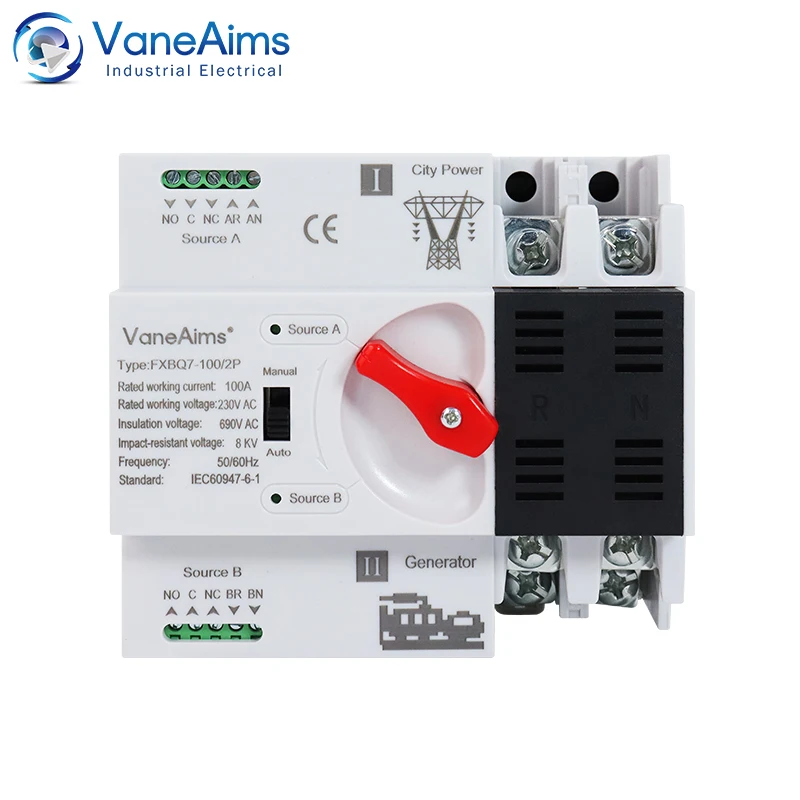 interruptor de transferencia automatica dual power selector switches gerador de energia ininterrupta solar fotovoltaica trilho din ats 2p 63a 100a 01