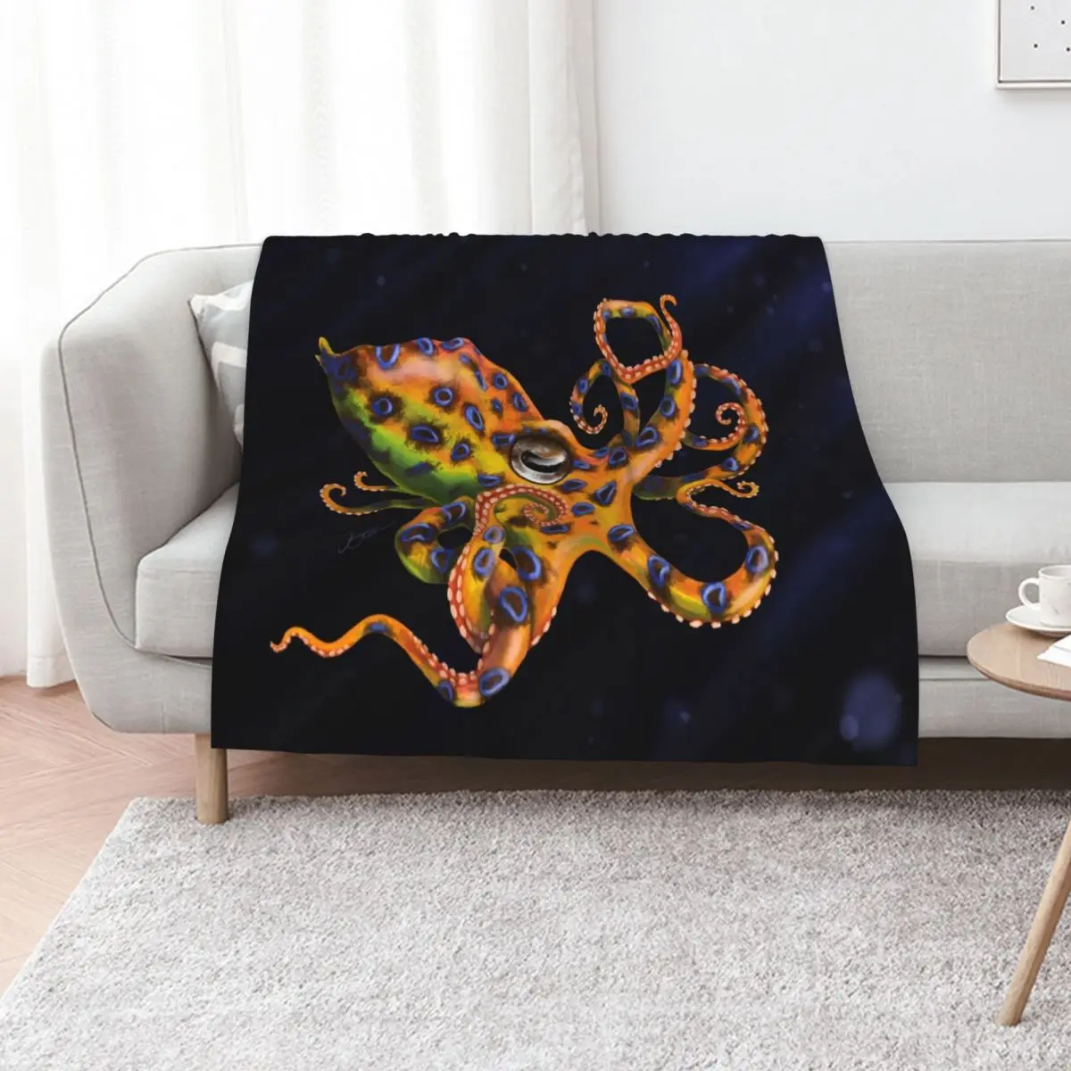 Blue Ringed Octopus Throw Blanket Flannel Sofa Furrys Bed covers Flannels Blankets Sofas Of Decoration Blankets