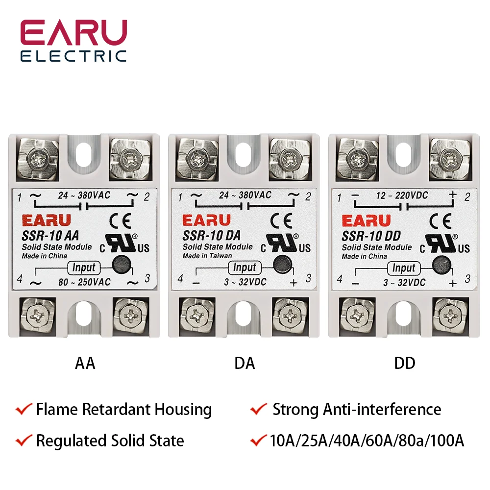 SSR-25DA SSR-40DA SSR-40AA SSR-40DD SSR 10A 25A 40A 60A 80A 100A DD DA AA Solid State relaismodule voor PID-temperatuurregeling
