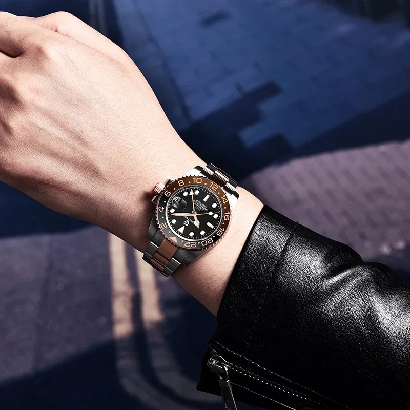 PAGANI DESIGN 2024 40MM New GMT Men Mechanical Watches NH34 AR Sapphire Automatic Watch 100M Waterproof Sports Watches for Men 