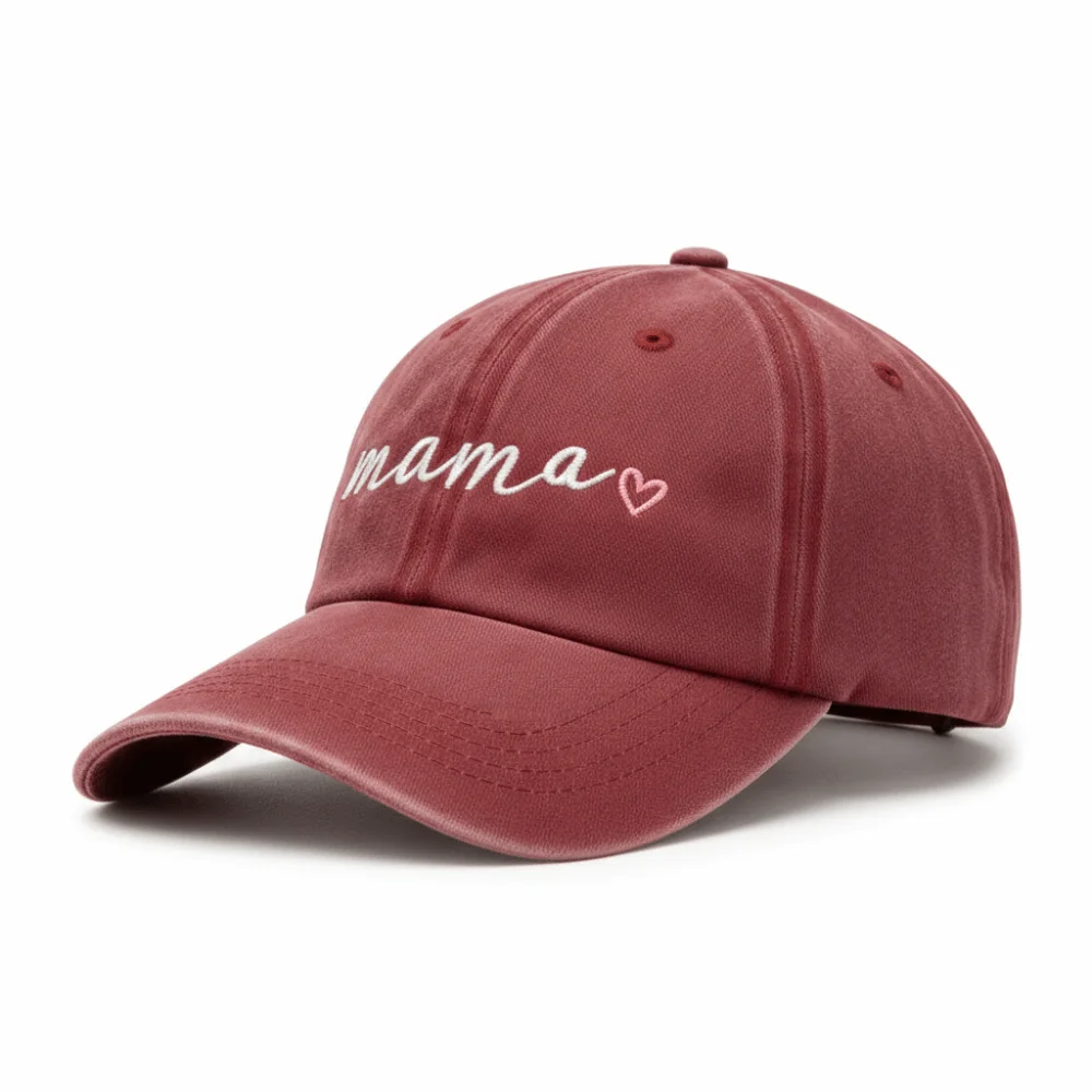 Gewaschene Baumwoll-Baseballkappen mit Aufschrift „Dad Mama Mini Love“, verstellbare Vintage-Baseballmützen für Eltern, Unisex, atmungsaktive Baseballkappen mit Stickerei, Geschenke – Detail 6