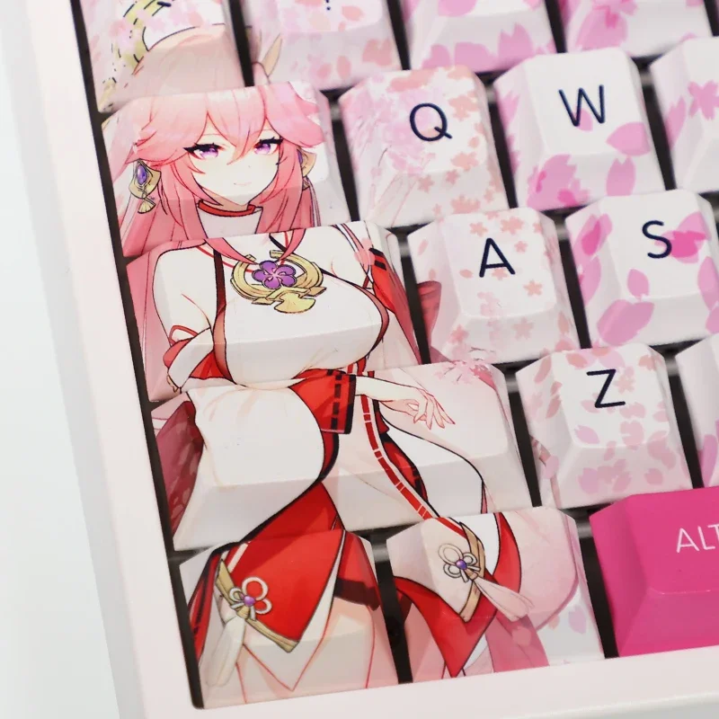 Genshin Impact Yae Miko 108 Key PBT 5-side DYE Sublimation Cherry Profile MX Cross Axis Switch Keycap Mechanical Keyboard Gift