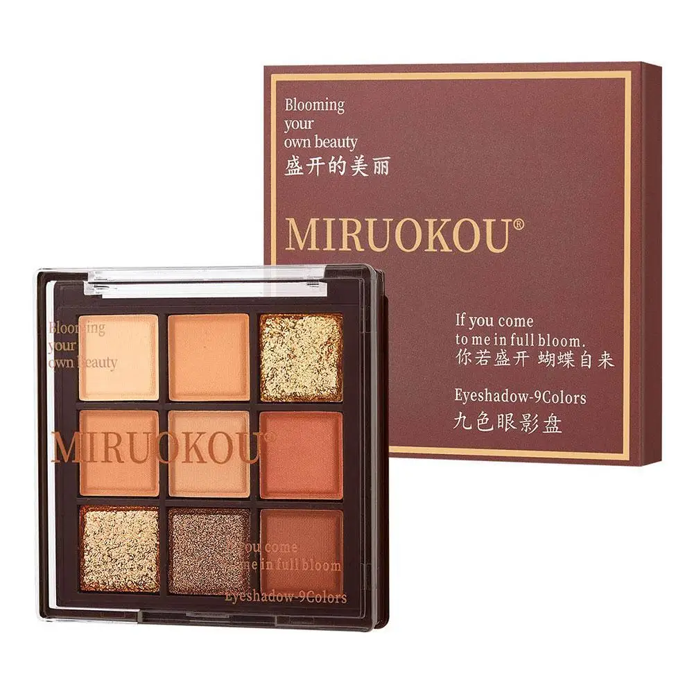 9 Farben Schokolade Lidschatten Palette Perlmutt Erde Farbe Lidschatten Palette glänzende Pailletten Augen pigmente dauerhafte Make-up