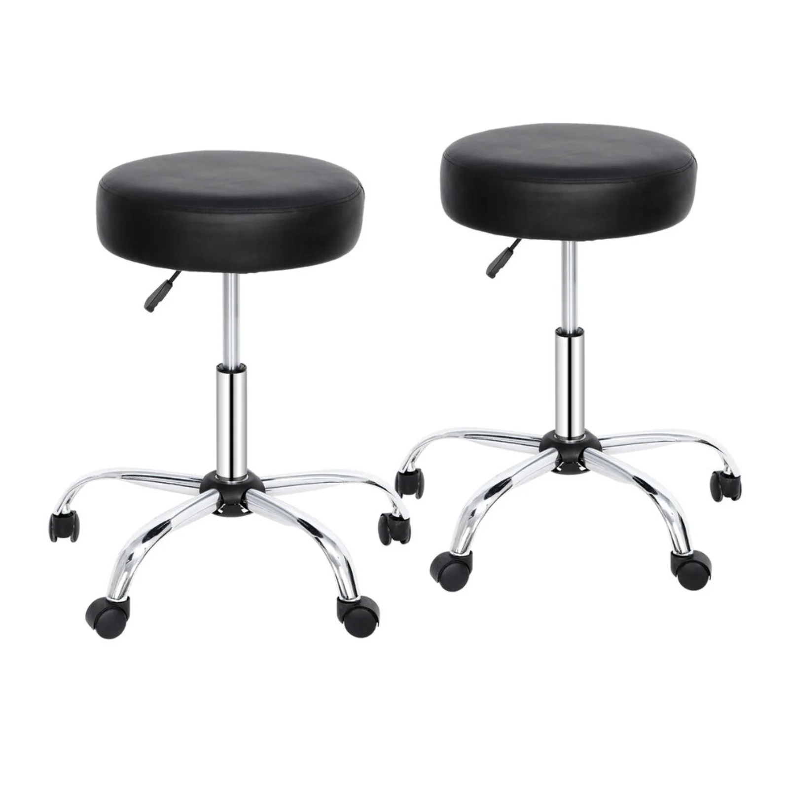 

US 2PCS Adjustable Multi-Purpose Drafting Spa Bar Rolling Stool with Wheels Black