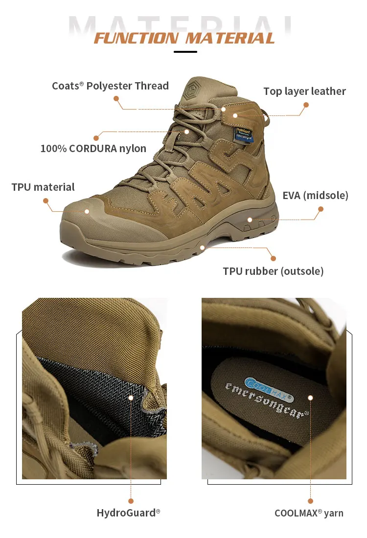 Emersongear Blue Label „Walker“ Taktische Stiefel Combat Airsoft Jagdschuhe Camping Outdoor Wandern Sporttraining Wildleder EU-Größe – Detail 3