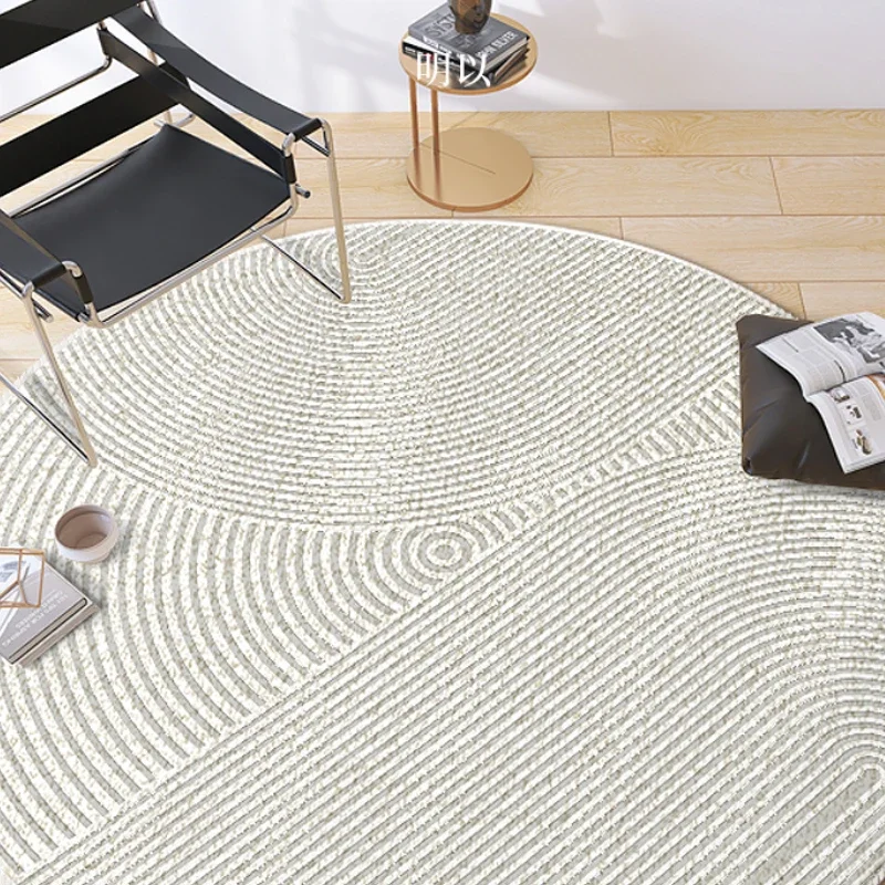 Tapis minimaliste moderne pour salon, décor de chambre rond, peluche lea Light, luxe, salon, polymères de sol, moelleux, doux, épais