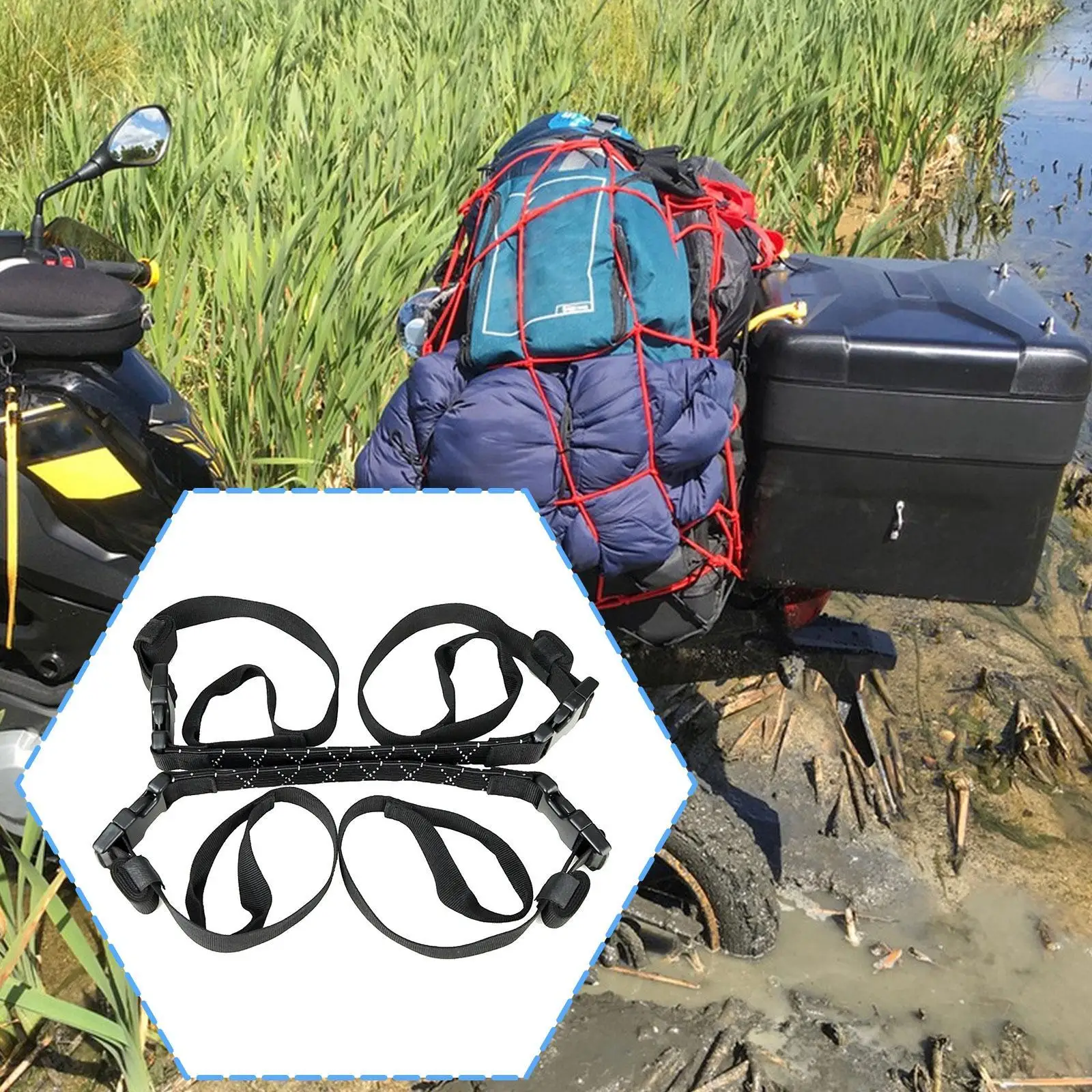 

Водонепроницаемый ремень для крепления мотоциклетной сумки, быстросъемный, практичный, светоотражающий, для фиксации багажа