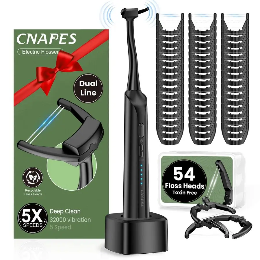 

Зубная нить для взрослых с 54 насадками для заправки, 5 скоростей, альтернатива водяной нитью, легко скользящая нить для чувствительной резинки, Re