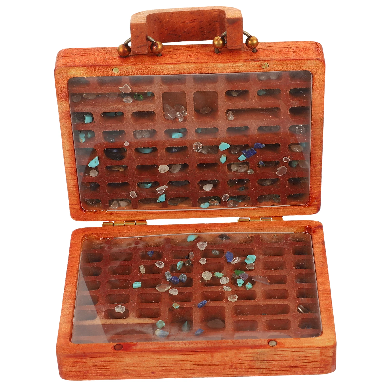 

Organizers Stone Storage Box Display Case for Collections Specimen Brown Wooden